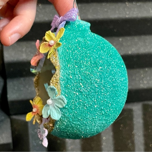 Handcrafted Refurbished Xmas Ball Easter Ceramic Bunny Girl Decorative Glitter - Picture 9 of 12